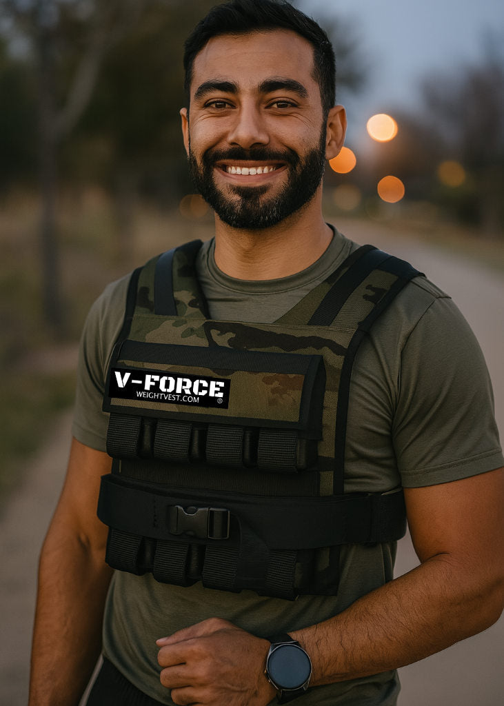 Man wearing a weight vest from weightvest.com