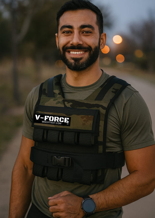 Man wearing a weight vest from weightvest.com