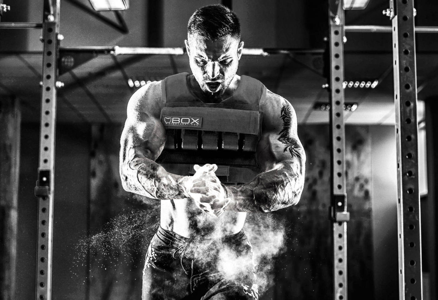 BOX weight vest on model for advertising