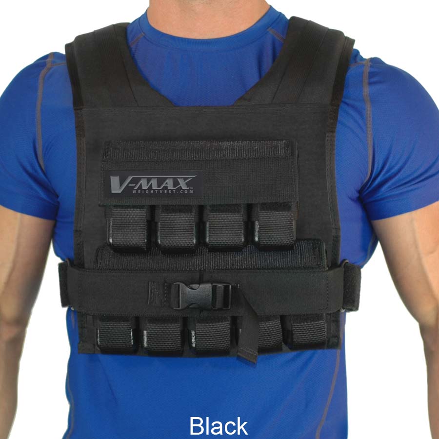 V-Max 45 lb adjustable weight vest in Black –  made in USA weighted vest for strength training, CrossFit, firefighter CPAT, and tactical fitness.