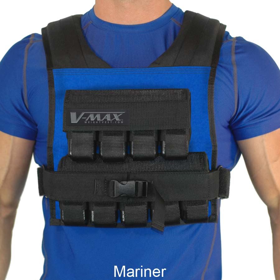 V-Max 45 lb adjustable weight vest in color mariner – made in USA weighted vest for strength training, CrossFit, firefighter CPAT, and tactical fitness.