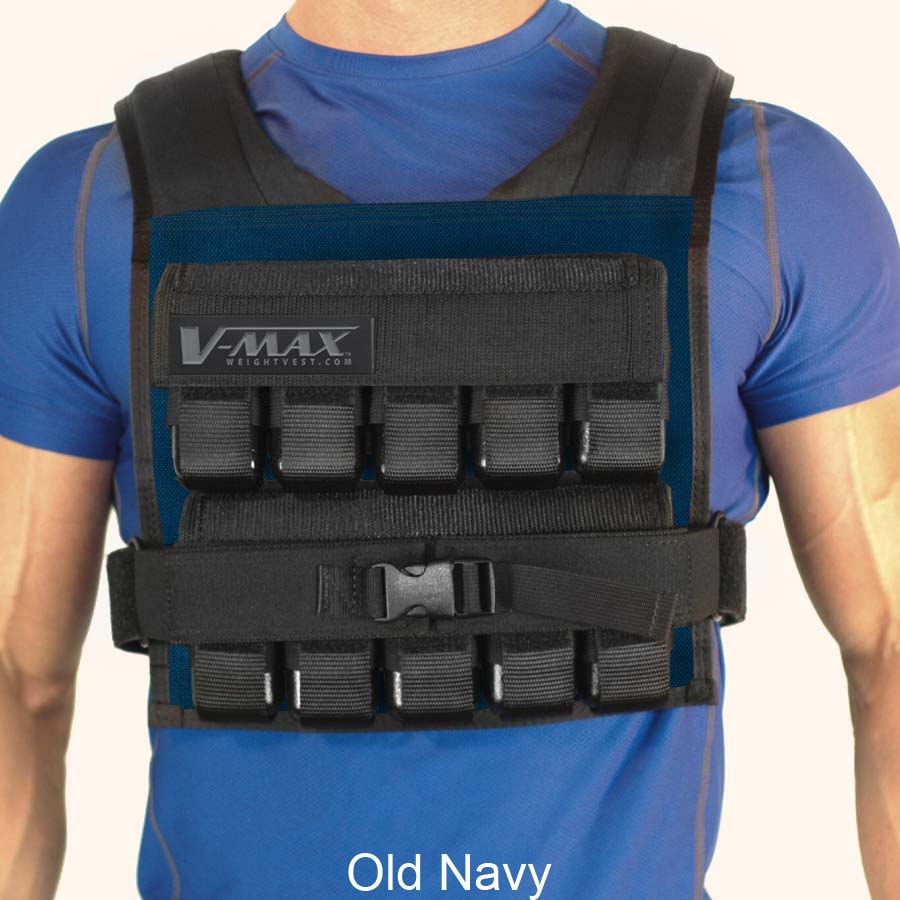 V-Max 50 lb adjustable weight vest in old navy –  made in USA weighted vest for strength training, CrossFit, firefighter CPAT, and tactical fitness.