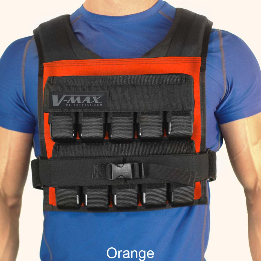 V-Max 50 lb adjustable weight vest in red –  made in USA weighted vest for strength training, CrossFit, firefighter CPAT, and tactical fitness.